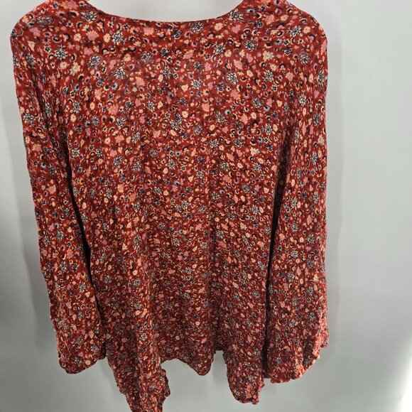 Torrid Red Floral Open Viscose Open Ruana Kimono Boho Cardigan Size 1x/2x - Picture 9 of 15